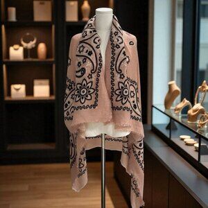 Steve Madden Blanket Scarf Blush Pink Paisley Shawl Fall Cozy Boho Soft Girl OS‎